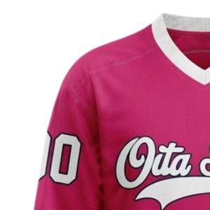 Camiseta Deportiva de Hockey sobre Hielo Sublimada Rosa para Hombre, Cuello en V, Rayas, Poliéster, Uniforme Deportivo para Equipo, Ropa para Partidos - Product Image 6