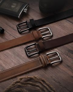 Cinturón de Cuero Casual para Hombre, Cinturón de Trabajo Resistente de Grano Completo para Jeans y Pantalones, OEM Personalizado al por Mayor - Product Image 3