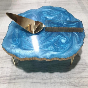 Customized Eco-Friendly Medium Size Best Quality Indian Handmade <b>Cake</b> Platter with Resin Base Birthday <b>Cake</b> Stand Server - Product Image 5