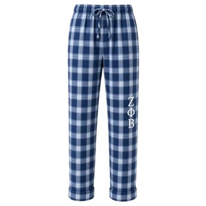 Pantalones de Pijama de Franela Zeta Phi Beta para Mujer, Azul Rey a Cuadros Blancos, con Letras Griegas Bordadas, con Cordón Ajustable, para Descansar, Sorority - Product Image 3