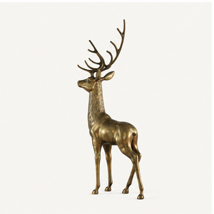 Majestic Handcrafted Golden Brass Deer Statue Elegant Metal Reindeer Sculpture For <b>Christmas</b> Holiday Decor & Luxury Home Accent - Product Image 3