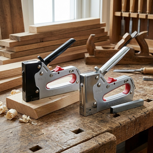 JY880 5 in 1 Large Capacity, JT21,R13, 23,24,18Gauge Brad, 6(1/4")-14mm(9/16") <b>Power</b> Adjustable Iron Heavy Duty Staple Gun - Product Image 4