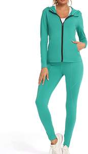 ชุดวอร์มผู้หญิงแบบมีฮู้ด แขนสั้น สีพื้น ทรงปกติ ผ้าโพลีเอสเตอร์ 100% เหมาะสำหรับออกกำลังกายและสวมใส่ลำลองในชีวิตประจำวัน - Product Image 4