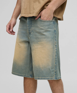 Pantalones cortos de mezclilla holgados de verano estilo vintage para hombre / Jorts de mezclilla holgados de moda para hombre - Product Image 3