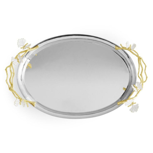 Ensemble de 2 plateaux en aluminium avec poignée dorée, taille personnalisée, pour service de table, utilisés dans les hôtels et les mariages. - Product Image 4