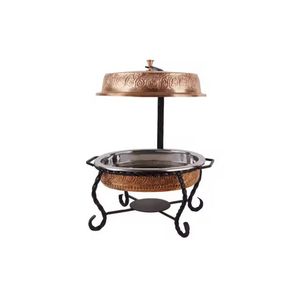 Modern Spherical Casserole Premium Food Warmers Silver Stainless Steel <b>Buffet</b> <b>Server</b> with Arched Laser Cut Pedestal Base - Product Image 6