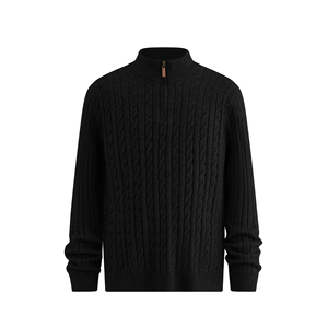 Custom Logo Men's Winter Sweater Pullover with Jacquard Pattern Knitted Top <b>Turtleneck</b> <b>Jumper</b> Zipper Closure Knitwear ODM/OEM - Product Image 5