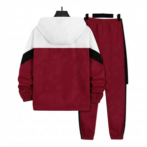 High Quality Red Casual Sportswear Two Piece Tracksuit Outfit Set Custom <b>Zip</b> Up Hoodie And <b>Jogger</b> Pants Activewear Unisex - Product Image 2