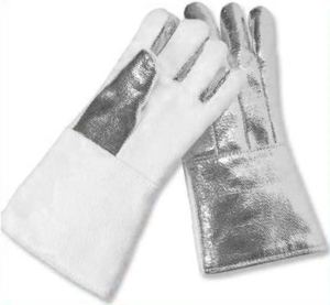 Heavy Duty Industrial Anti-Cut Heat Resistant Safety Gloves Aluminized Para Aramid Leather <b>Fire</b> & Heat Welding Protection - Product Image 2