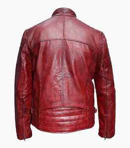 Blouson Bomber Homme en Cuir de Mouton à Capuche, Col Montant, Respirant, Écologique, Imperméable, Style Moto de Course - Prix de Gros - Product Image 4