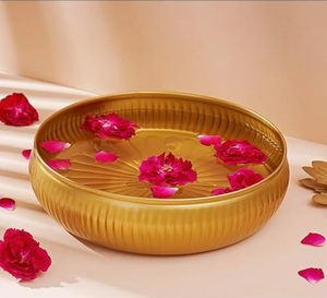 Premium Gold Finish <b>Metal</b> Urli <b>Bowl</b> for Flowers & Candles Decorative Water <b>Bowl</b> for Home Decor Pooja Diwali & Festive Decoration - Product Image 4
