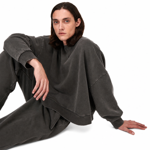 Ensemble de sweat-shirts à col rond surdimensionnés et lavés personnalisés |   Pull-over streetwear vintage premium délavé à l'acide - Product Image 4
