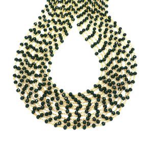 Chaîne de chapelet en perles d'émeraude hydrofuges, perles rondes facettées de 3 mm, chaîne enroulée de fil plaqué or pour la fabrication de bijoux - Product Image 4