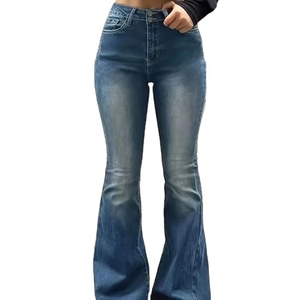 กางเกงยีนส์ขาบานสำหรับผู้หญิงกางเกงขาบานแบบลำลอง2025ผ้าเดนิม100% ใหม่ - Product Image 1