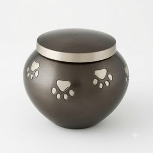 Small Bronze Brass Pet Cremation Urn Engraved Paw Prints Dog Cat Memorial Ash Jar <b>Mini</b> Metal Funeral Keepsake Pot Wholesale - Product Image 3