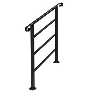 Corrimano in Ferro Battuto Transizionale per Gradini Esterni da 1-3 Gradini con Kit di Installazione Nero - Dispositivo di Assistenza - Product Image 2