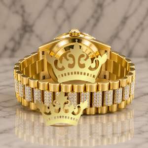 Reloj de Pulsera de Oro de Lujo para Hombre, Esfera con Números Romanos, Engaste de Piedras de Moissanita - Product Image 3