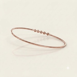 Bracelet jonc à maillons délicats en or jaune 14K avec diamants de laboratoire sertis clos, 0,15 carat au total, modèle VB-SR191 - Product Image 4