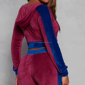 Conjunto Deportivo de Invierno para Mujer al por Mayor, Estilo Vintage, de Alta Calidad, con Paneles de Terciopelo, Sudadera Corta con Capucha, Transpirable y Ecológico, Modelo Jogger 2 - Product Image 2