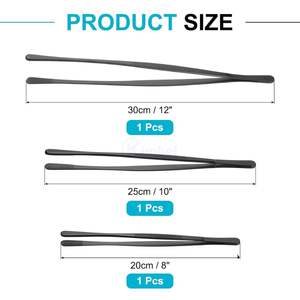 Pince de cuisine professionnelle en acier inoxydable noir mat pour la présentation culinaire – Outil de chef de précision - Product Image 2