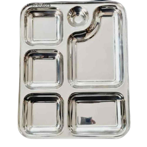 Thalis en acier ensemble de thalis en acier stl compartiment en acier inoxydable thali plateau de nourriture thali plats en acier inoxydable royaume-uni thali plaque tache - Product Image 5