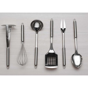 Ustensile de cuisine en acier inoxydable plaqué argent avec poignée d'extrémité de trou de suspension d'aspect moderne de luxe de haute qualité pour la maison hôtel - Product Image 1