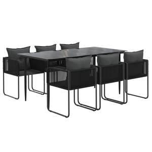 Conjunto de Comedor Grande para Jardín, Ratán PE Negro con Acero con Recubrimiento en Polvo, Experiencia de Comedor Elegante al Aire Libre - Product Image 3
