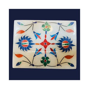 Handmade White Marble Inlaid Jewelry <b>Boxes</b> Latest Design Stone Crafts Gift <b>Boxes</b> for <b>Storage</b> and Packaging Velvet <b>Material</b> - Product Image 1