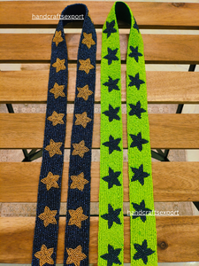 Handmade Beaded Purse Strap With Star Pattern Blue And Green Colorful Fashion Shoulder <b>Bag</b> <b>Accessory</b> Detachable Buckle Style - Product Image 5