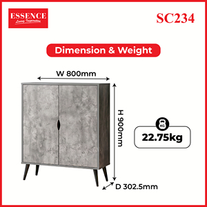 ตู้เก็บรองเท้าไม้ผสมปูนซีเมนต์รุ่นโมเดิร์น SC234 แบบ 2 ประตู สำหรับทางเข้าบ้าน จัดเก็บรองเท้าได้ 12 คู่ พร้อมบานพับโลหะ - Product Image 5