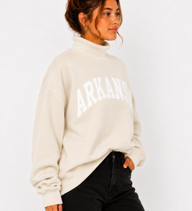 Sudadera ecológica 100% algodón con cuello simulado, impresión frontal personalizada con logotipo, jersey de forro polar extragrande para mujer - Product Image 3