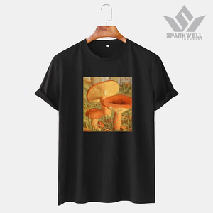 Men's Black Short Sleeve O-Neck <b>T</b>-<b>Shirt</b> With <b>Mushroom</b> Photo Print Casual Jersey Fit Digital Printed Design - Product Image 1