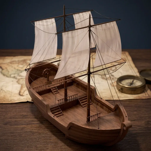 Modèle de bateau à voile en bois fait main, décoration murale de style pirate rustique pour le salon - Product Image 5