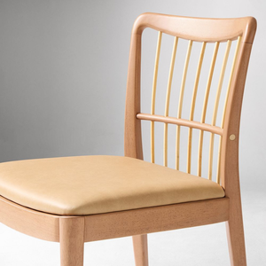 Chaise de salle à manger minimaliste nordique en bois massif, finition naturelle, dossier à tiges, pour mobilier de maison - Product Image 5