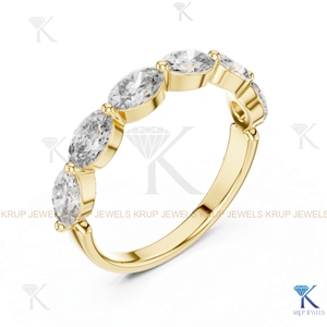 แหวนแต่งงานเพชรทรงมาร์คีส์ CVD HPHT แบบสั่งทำพิเศษ วงแหวนครึ่งวง 14K 18K ทองคำแท้ สำหรับเจ้าสาวและเจ้าบ่าว ของขวัญ - Product Image 2