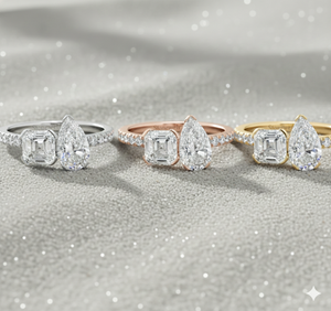 Bague en or Stonewels Toi Et Moi Pav avec diamant de laboratoire serti à griffes et certificat - Product Image 2