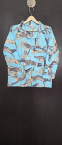 Conjunto de Pijama Elegante de Algodón Tejido con Estampado de Gatos Azules Serenos, Ropa de Dormir Transpirable de Primera Calidad, Camisa con Botones - Product Image 5