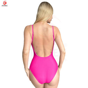 Traje de baño elegante de una pieza para mujer, color negro, con tirantes ajustables y diseño ajustado que realza la figura - Product Image 6