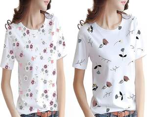 Camiseta de Manga Corta para Mujer, Cuello Redondo, Algodón, Verano, Informal, Tejido Suave, Transpirable, Cómoda y Elegante - Product Image 2