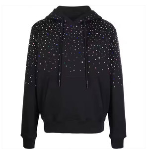 Sudadera con capucha de mezcla de algodón con pedrería, estilo casual y elegante, diseñada para looks modernos y comodidad diaria. - Product Image 1