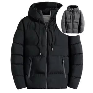 Parka unisexe d'hiver en toile écologique avec doublure en cuir, col montant, épaissie, mi-longue, pour homme, style vêtement de travail - Product Image 3