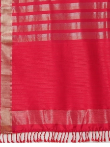 KV Women's Silk Blend <b>Red</b> Stripes Woven Designer <b>Saree</b> With Unstitched - Product Image 5