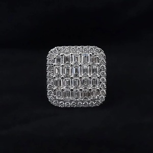 925 Sterling Silver Customizable VS+ Lab-Grown Moissanite 6CT Gold Plated Minimalist Hip Hop Baguette Diamond <b>Iced</b> Name <b>Ring</b> GRA - Product Image 5