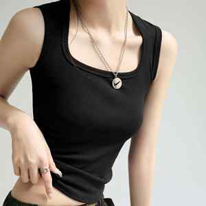 เสื้อกล้ามถักทรงพอดีตัวสำหรับผู้หญิง ขายส่ง เป็นมิตรกับสิ่งแวดล้อม มีโลโก้ด้านหน้า ไม่มีแขน เนื้อผ้านุ่ม ยืดหยุ่น ระบายอากาศได้ดี สไตล์ลำลอง - Product Image 5