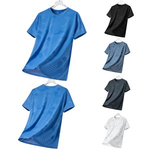 T-shirt de sport pour homme grande taille OEM, à séchage rapide, tricoté, respirant, à manches courtes, col rond, imprimé, décontracté, avec logo frontal, en polyester - Product Image 1