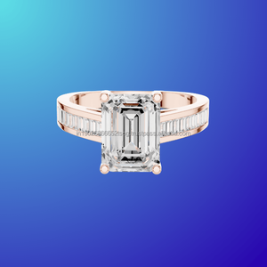 Bague de fiançailles ethnique en or massif 10K torsadée avec émeraude taillée et diamant de laboratoire 3.065g pour elle - Product Image 1