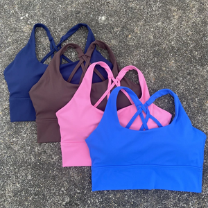 Cross Straps Sports Bra Gym Crop Top Yoga Vest Women High Impact Fitness Bralette Push Up <b>Running</b> Underwear With Chest <b>Pad</b> - Product Image 2