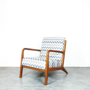 Sillón Chaise Longue de Madera Maciza Ecológica Hecho a Mano de Primera Calidad con Patrón en Zigzag y Tapicería para Dormitorio de Hotel de Lujo - Product Image 3