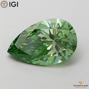 เพชรทรงลูกแพร์ 1.00 กะรัต ได้รับการรับรองจาก IGI สีเขียวสดใสแฟนซี ความสะอาดระดับ VS2 เพชร CVD ที่เพาะเลี้ยงในห้องปฏิบัติการ สำหรับแหวนสั่งทำพิเศษ - Product Image 1