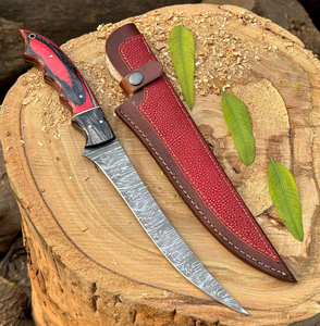 Couteau de cuisine à manche confortable pour le filetage du poisson, couteau à filet en acier Damas, lame en acier à motifs haut de gamme, fabrication artisanale, lame tranchante - Product Image 1